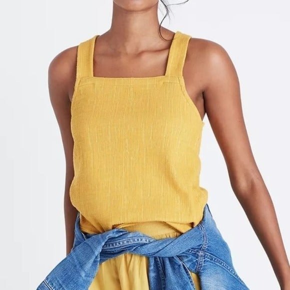 Madewell Apron Cross-Back Yellow Tank Top Size Medium - Picture 2 of 11